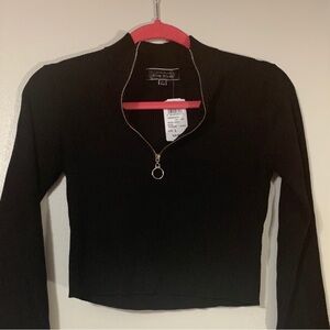 Windsor Black Crop Top Quarter Zip